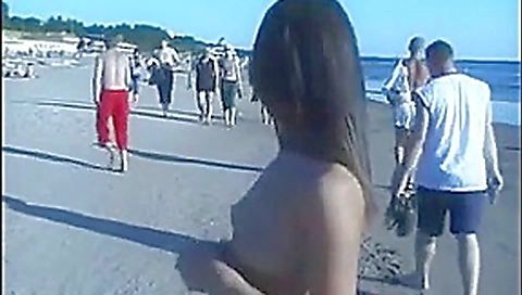 Awesome naked sexy girl walking on the beach Awesome naked sexy girl walking on the beach