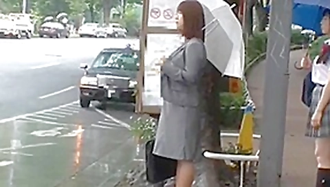 Asian has fun with teacher on bus