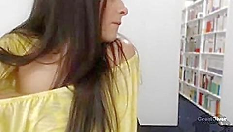 Webcam clip of a hottie masturbating in library