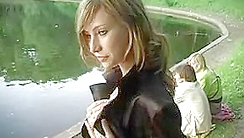 Russian babe flashing in public her vagina by the lake Russian babe flashing in public her vagina by the lake