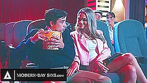 MODERN-DAY SINS - All-Natural Exhibitionist Gives Virgin Boyfriend The BEST Movie Theatre Blowjob!