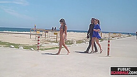 Perky boobed attractive babe walks outdoor naked on beach Perky boobed attractive babe walks outdoor naked on beach