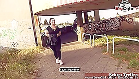 German chubby bbw teen 18+ picked up in public and fucked on street