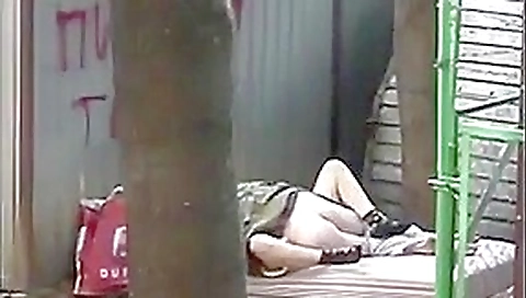 Russian homeless fuck outdoor