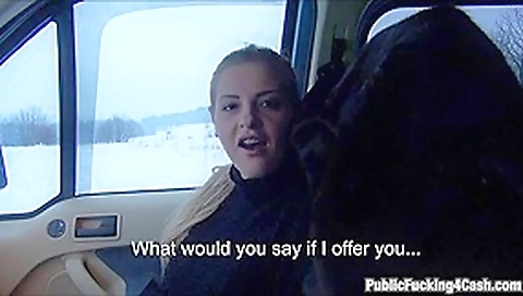 Czech slut flashes big tits and nailed in exchange for money
